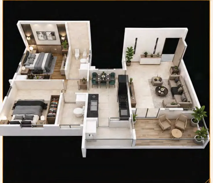 3D cutaway of a second home layout